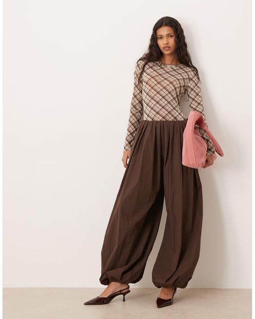 Vila Brown High Neck Long Sleeve Mesh Top