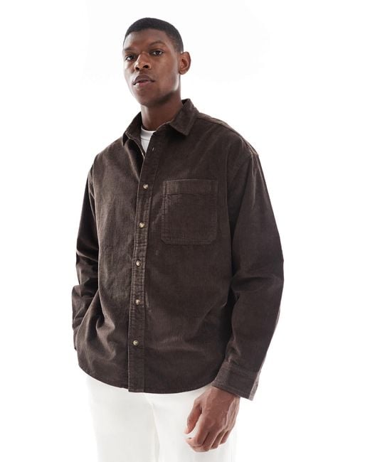 ASOS Brown Oversized Cord Shirt for men