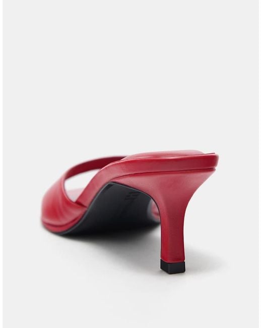 Pull&Bear Red Mule High-heel Sandals