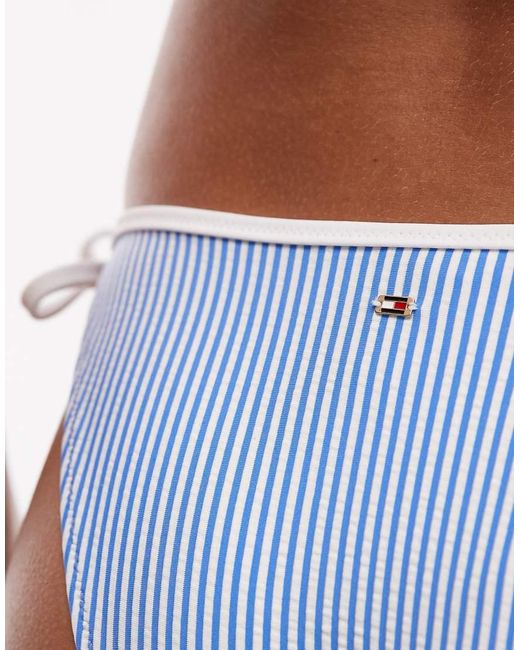 Tommy Hilfiger Blue Embroidered Side Tie Bikini Bottoms