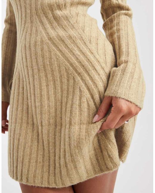 ASOS Natural Knit Structured Mini Dress