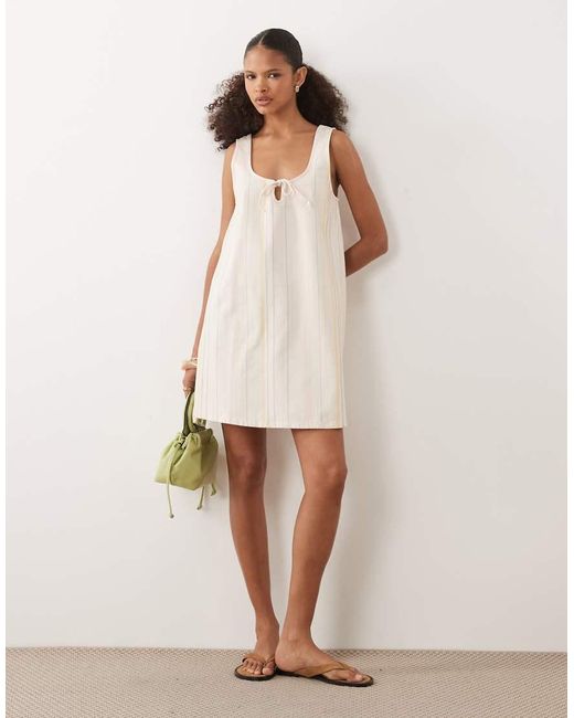 ASOS Natural Scoop Neck Tie Front Mini Dress