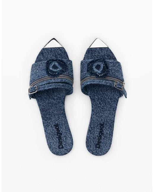 Desigual Blue Flat Denim Sandal