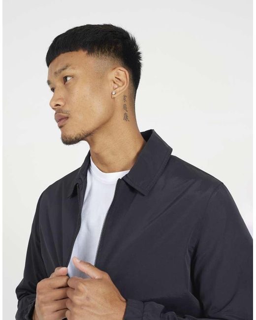 Brave Soul Blue Harrington Zip-Up Jacket for men