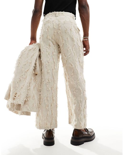 Reclaimed (vintage) White Limited Edition Suit Trousers With Fraying for men