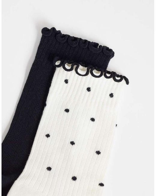 Cotton On Blue 2pk The Perfect Pair Frill Ribbed Ankle Socks