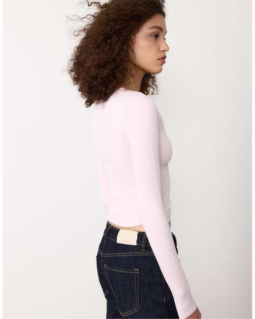 Stradivarius White Seamless Lace Top