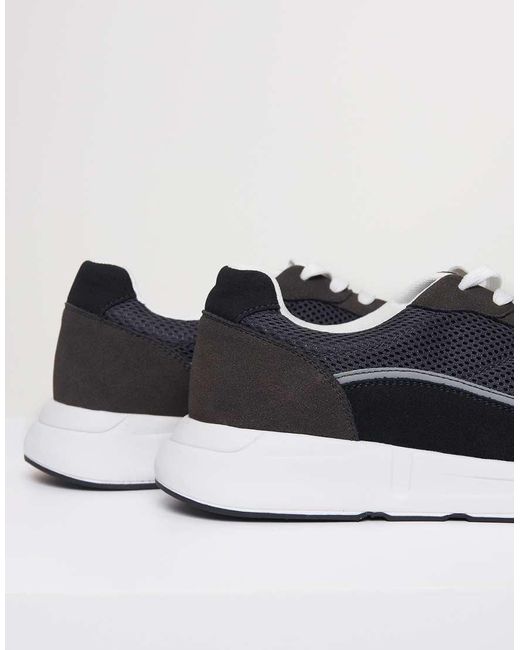 Threadbare Gray Retro Lace Up Trainers for men