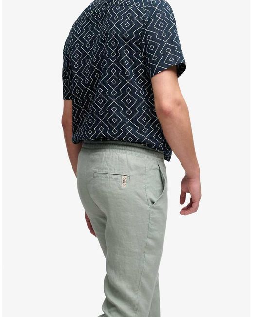 Superdry Gray Merchant Linen Pants for men