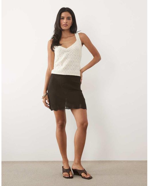 Mango Roseta Gebreide Minirok Co-Ord in het Natural