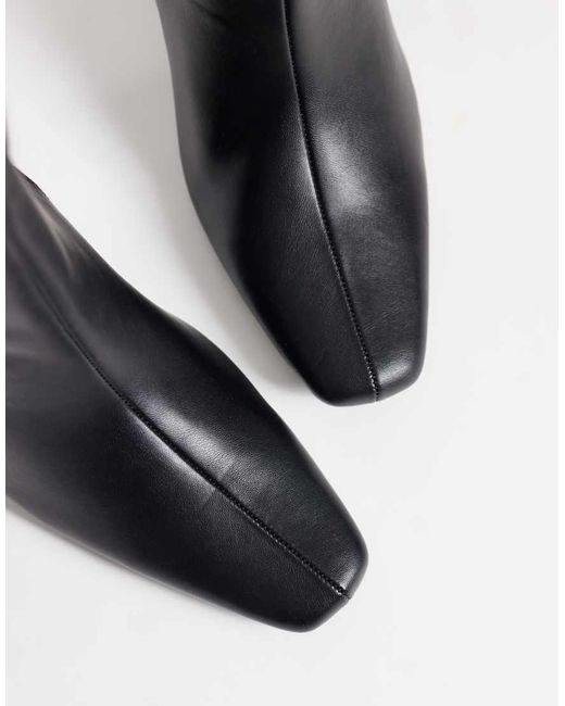 Public Desire Black Pixar Heeled High Ankle Boots With Chisel Toe