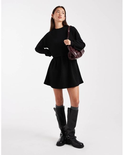 Miss Selfridge Super Soft Brushed Smock Dress in Black | Lyst