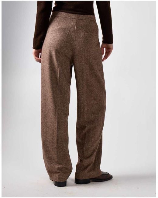 NARRATED Brown Pleated Wide Leg Pants