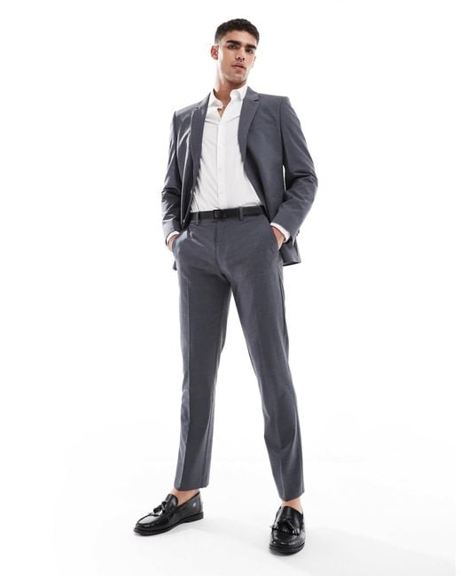 ASOS Blue Washable Slim Suit Trousers With Lightweight Worsted Wool for men