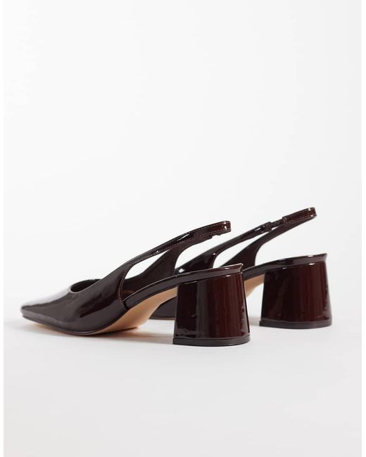 London Rebel Brown Clancy Slingback Mid Heeled Sandals