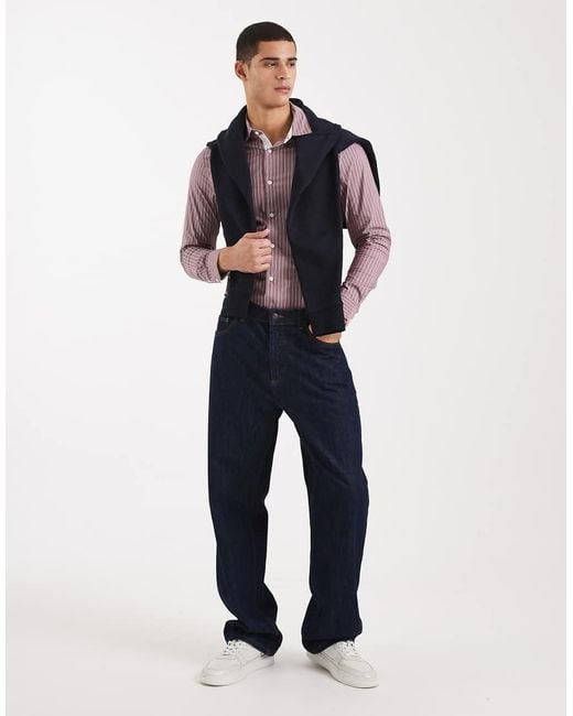 ASOS Purple Slim Stripe Shirt for men