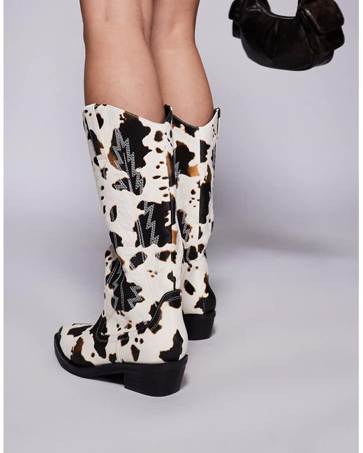 Public Desire White Koiboi Western Ankle Boots