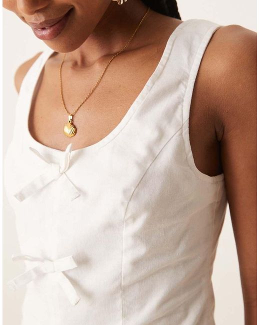 Nobody's Child Natural Justina Bow Detail Linen Vest