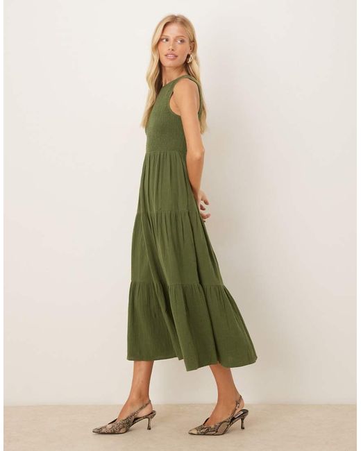 Nobody's Child Green Charlie Sleeveless Tiered Midi Dress