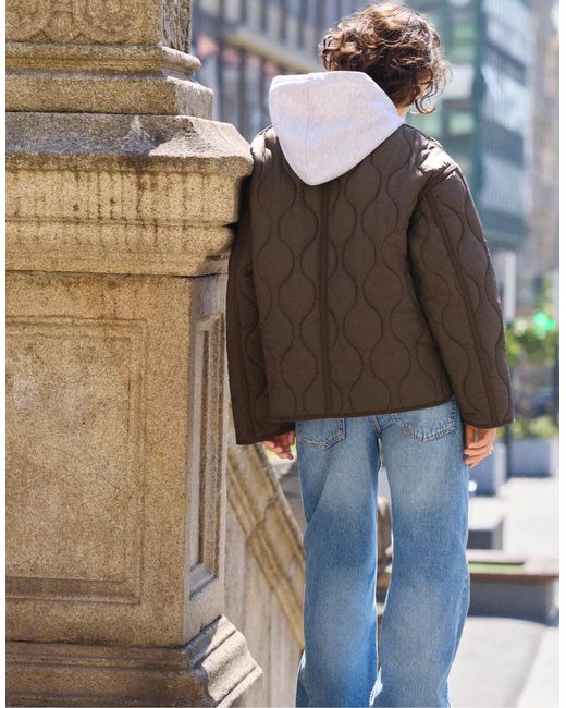 Pull&Bear Brown Steppjacke mit taschen