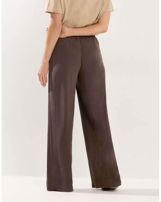 Long Tall Sally Brown Wide Leg Linen Trousers
