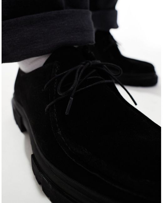ASOS Black Lace Up Shoes With Apron Seam Detail for men