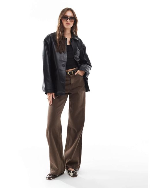 ASOS Black Leather Look Harrington Jacket