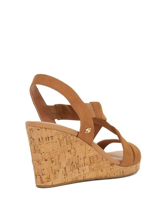Dune Brown Kamies Wedged Heels