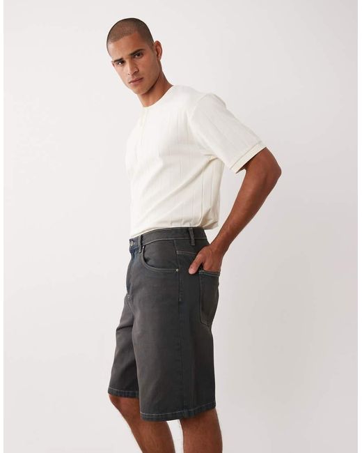 ASOS Natural Loose Denim Jorts for men