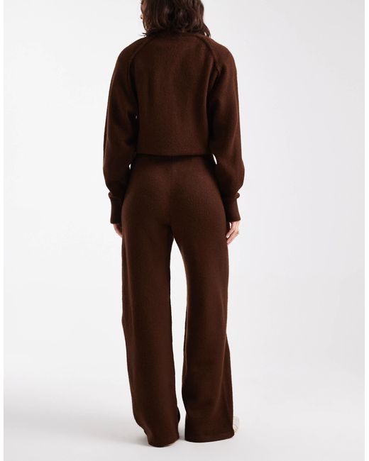 ASOS Brown Co-ord Knitted Wide Leg Trousers