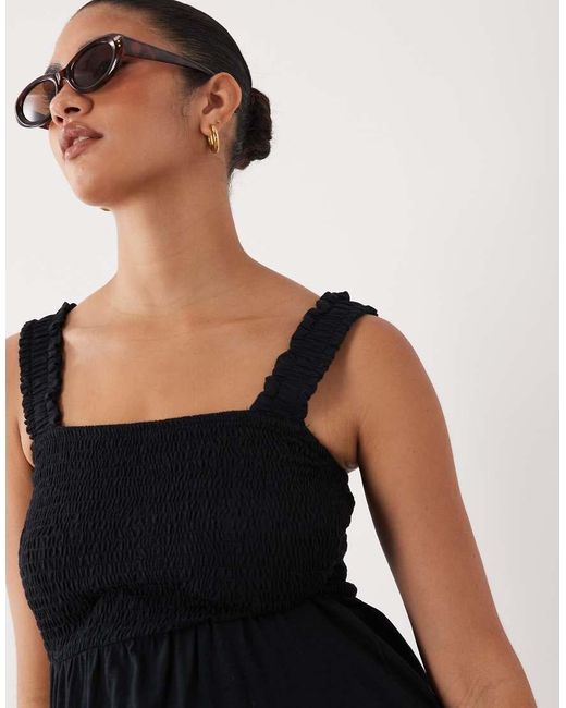 Mama.licious Black Mamalicious Maternity Shirred Bust Detail Midi Dress