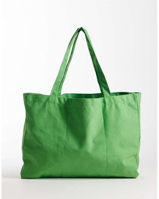 Kaiia Green Studio Printed Logo Canvas Tote Bag