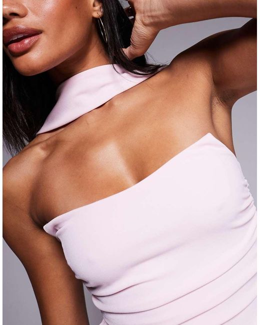 ASOS Gray Bandeau Top With Scarf Neck Detail
