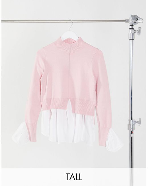 New Look Pink 2 In 1 Jumper With Undershirt Detail In Light