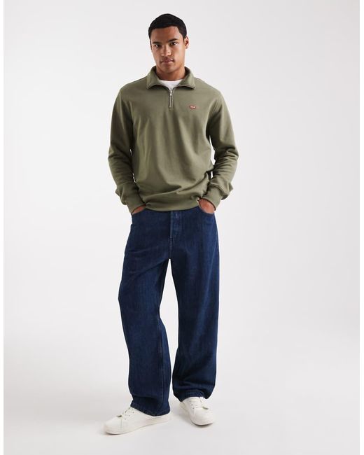 Levi's Green Original Batwing Logo Half Zip Sweatshirt for men