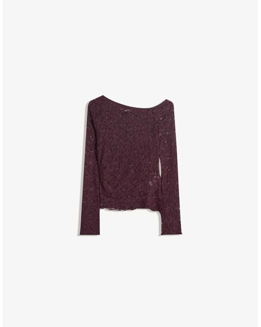 Bershka Black – langärmliges oberteil aus transparenter spitze