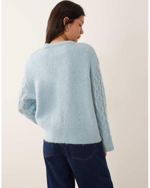 Vila Blue Fluffy Cable Knit Sweater