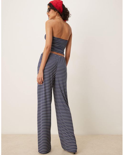 Pantalon large d'ensemble à rayures ASOS en coloris Blue
