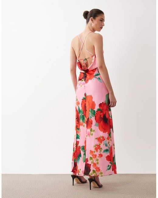 Hope & Ivy White Satin Cami Maxi Dress