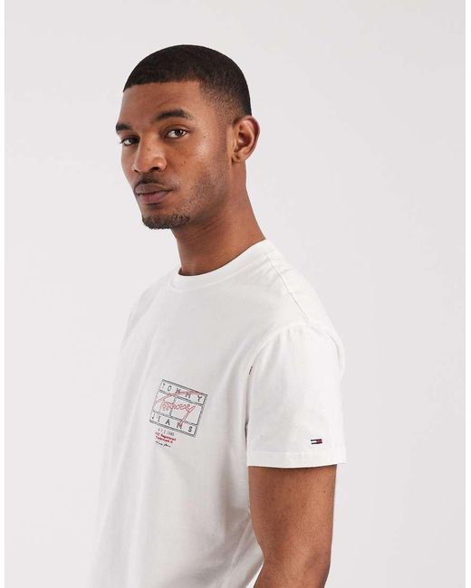 Tommy Hilfiger White Regular Flag Logo With Signature Detail T-shirt for men