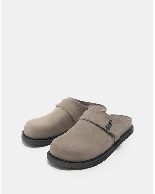 Pull&Bear Gray Clogs With Stwd Buckle for men