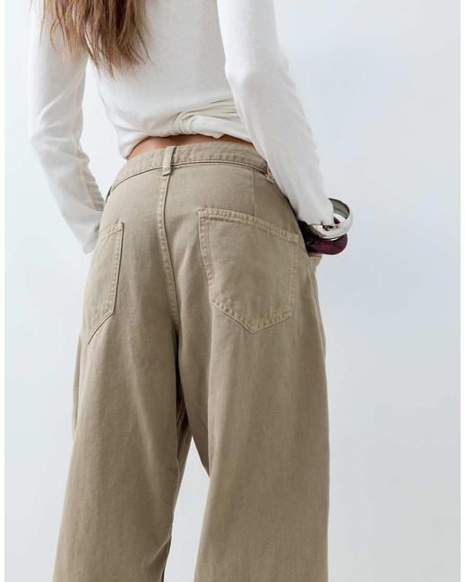 ASOS Natural Cargo Pants With Knee Seams