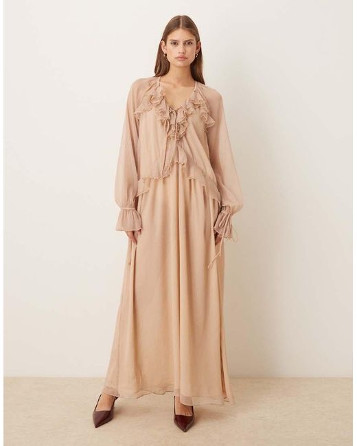 Glamorous Natural Ruffle Maxi Dress