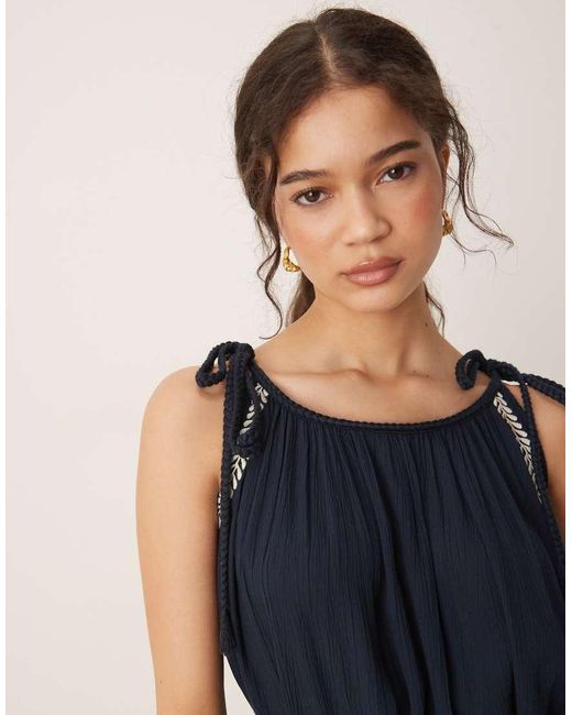 Jdy Blue Tie Detail Strappy Maxi Dress