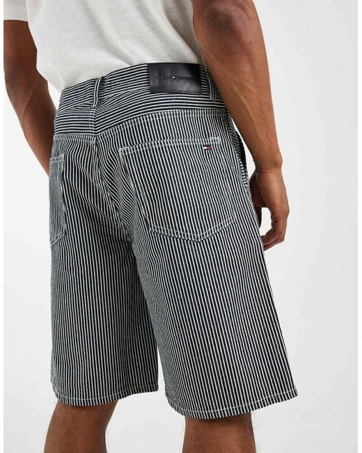 Tommy Hilfiger Gray Stripe Denim Shorts Co-Ord for men