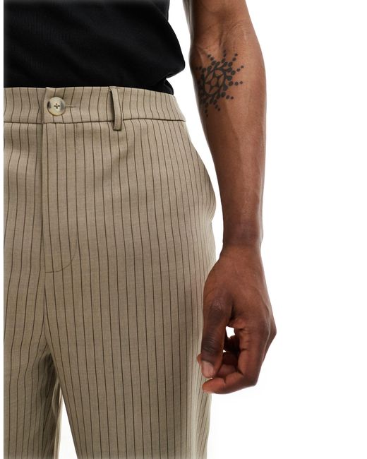 Pantaloni da abito gessati beige di Reclaimed (vintage) in Natural da Uomo