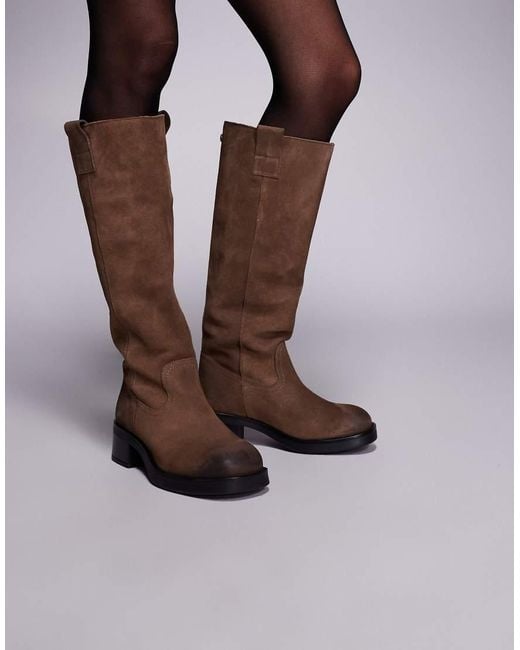 Steve Madden Brown Banner Contrast Knee Boot