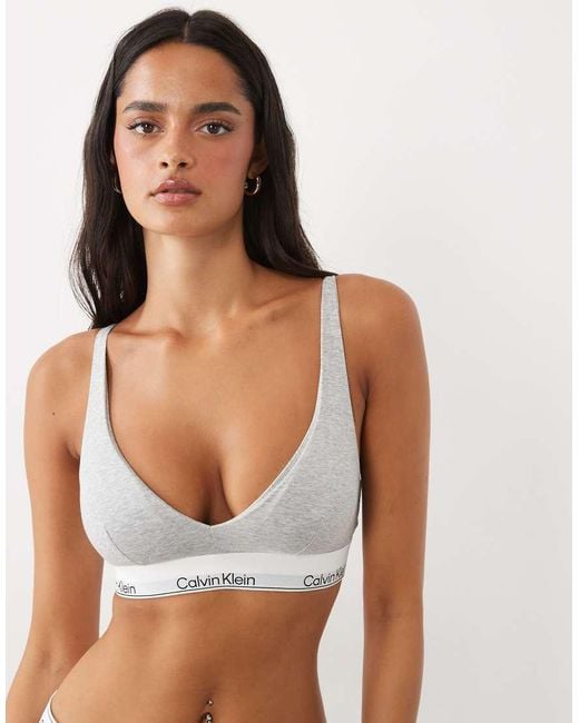 Calvin Klein White Icon Cotton Modal Push Up Triangle Bra