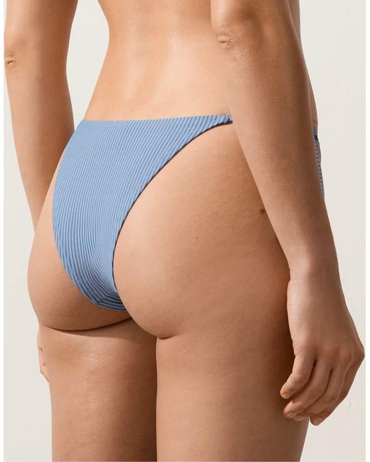Oysho Natural Medium-coverage Stripe Bikini Briefs With Ties