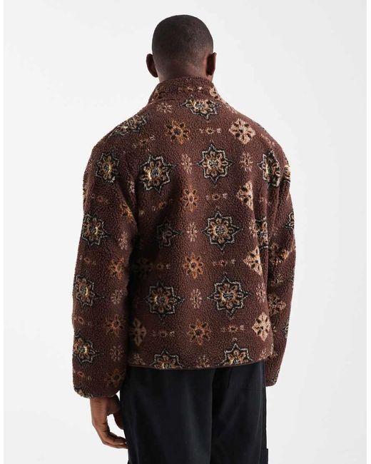 Jack & Jones Brown Printed Teddy Jacket for men